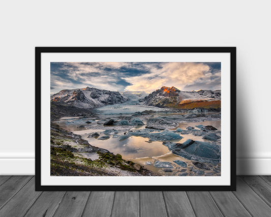 Iceland Print, Glacier Photo, Glacial Lagoon, Diamond Beach, Mountain Range, Travel Photography, Nature Prints, Landscape Wall Art, Original