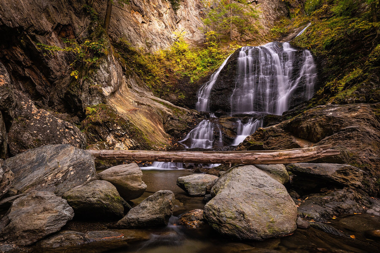 Moss Glenn Waterfall, Vermont Photography Silver Art Print, Landscape Photography, Waterfall Art