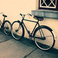 Street Bikes at Bunratty #2, Ireland Photography, Bicycle Art, Modern Minimalist, Digital Print, Silver Foil Print, Black and White Wall Art