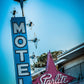 Las Vegas Motel Sign, Vacancy Sign, Neon Sign, Mid Century Modern Art, Digital Art Print, Retro Wall Art, Vintage Prints, Blue Background