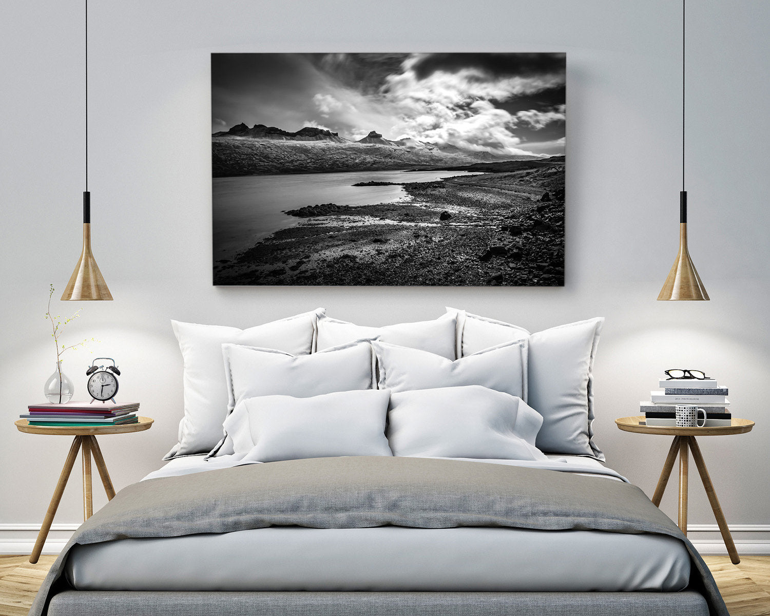 Iceland Art Print, Night Sky Backdrop, Ring Road, Iceberg Photo, Black and White Art Prints, Monochromatic Art, Mountain Print,Travel Photos