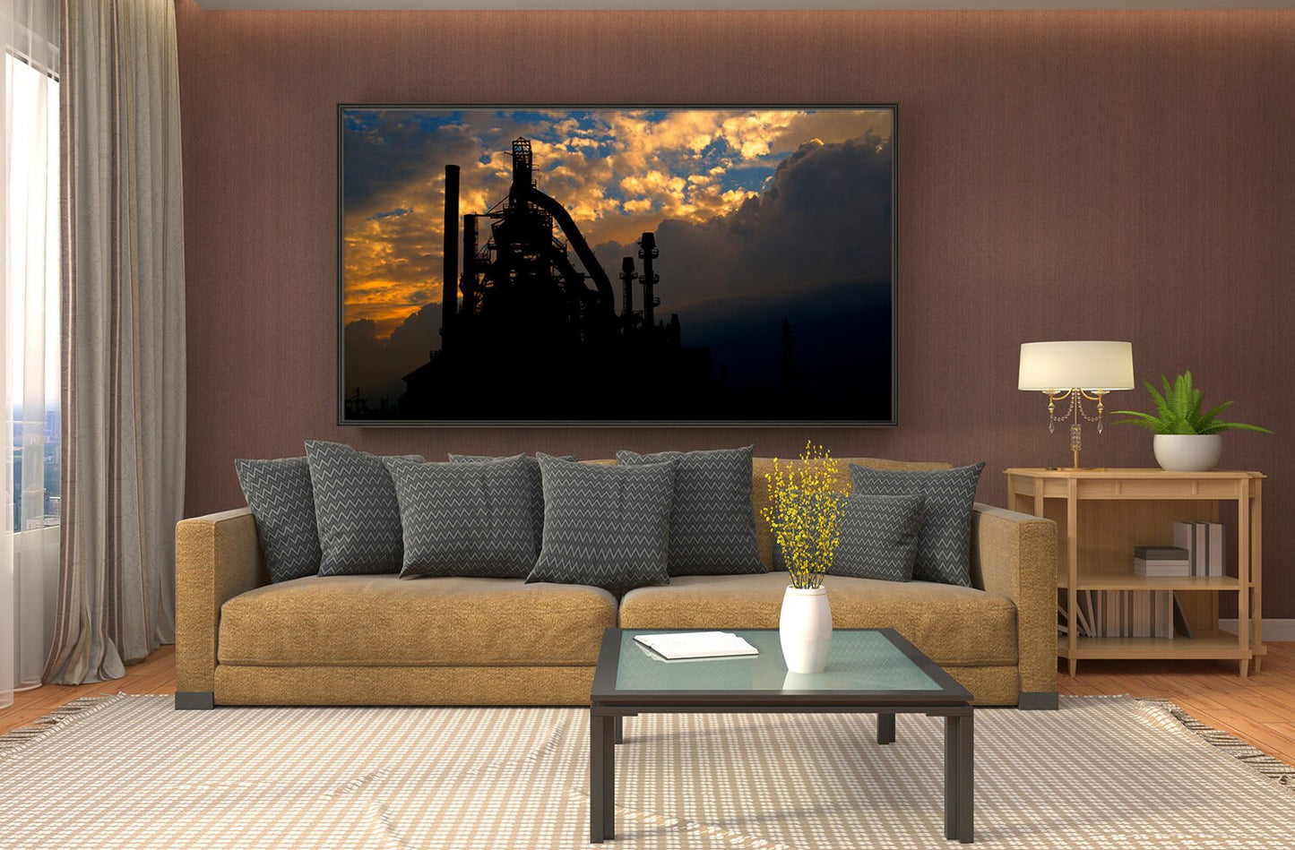 Bethlehem Steel Silhouette Pictures: Night Sky Backdrop for Loft Wall Art & Garage Decor - Bethlehem PA, Industrial Factory Art