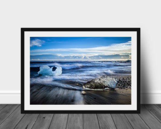 Diamond Beach - Iceland Photography, Nature Photography, Sea Photography, Icelandic photography, office wall art, metal wall art