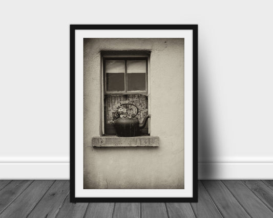 Country Window, Ireland Print, Black and White Photography, Minimalist Wall Art, Custom Artwork, Fine Art Photography,Digital Photo,Original