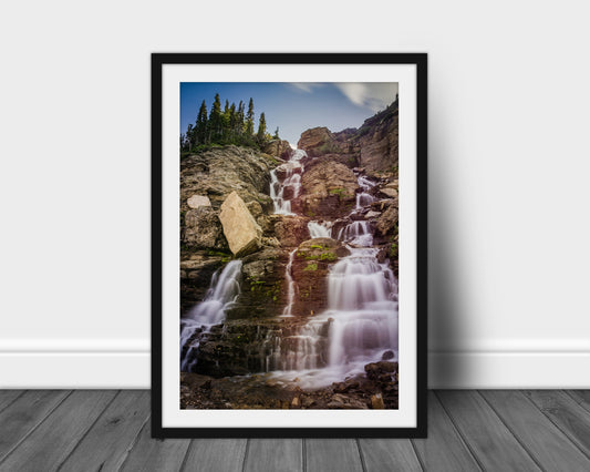 Glacier National Park, Logans Pass Falls, Silver Art Print, Landscape Photography, Waterfall Art, Mountain Wall Art,Digital Print,Home Gifts