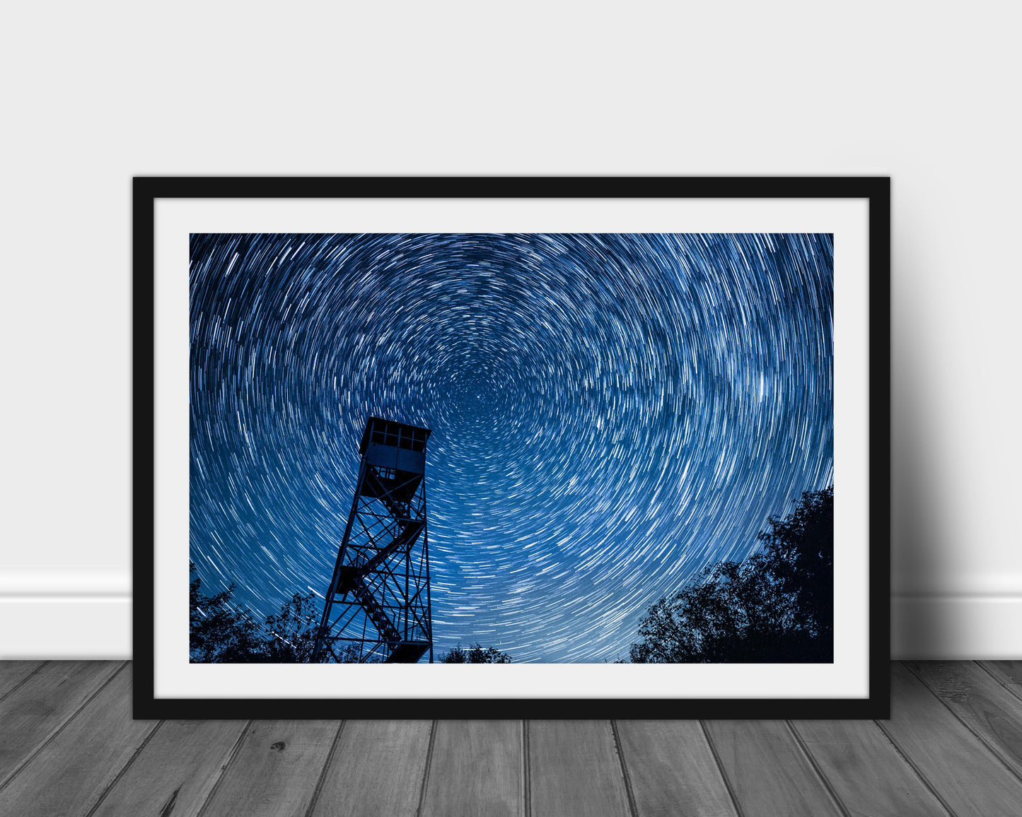 Azure Mountain Firetower: Night Sky Star Trails & Milky Way Nature Photography Prints - Adventure Print for Landscape Wall Art