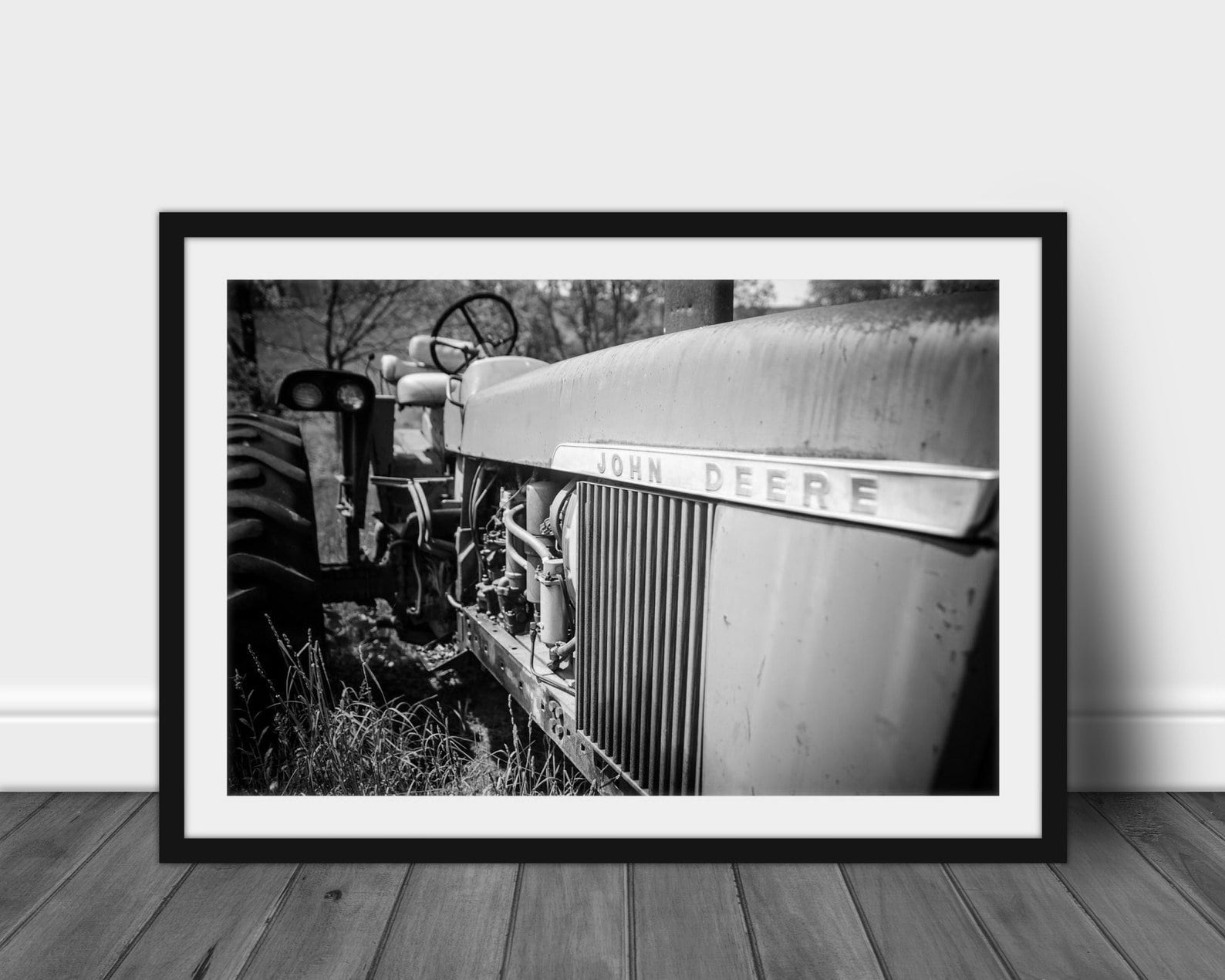 John Deere Tractor Photograph - Black & White, Tractor Photography, Americana Photography, Farmhouse Photography, Metal Wall Art