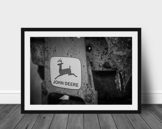 John Deere Tractor Photograph - Black & White, Tractor Photography, Americana Photography, Farmhouse Photography, Metal Wall Art
