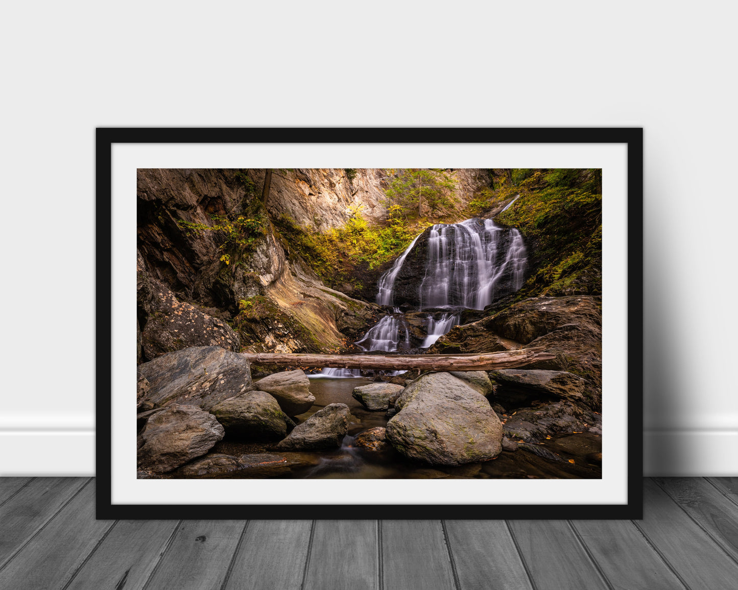 Moss Glenn Waterfall, Vermont Photography Silver Art Print, Landscape Photography, Waterfall Art