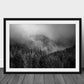 Misty Forest Print - Black & White Olympic National Park Mountain Fog Landscape Pine Trees Framed Fine Art Photography Home Wall Decor