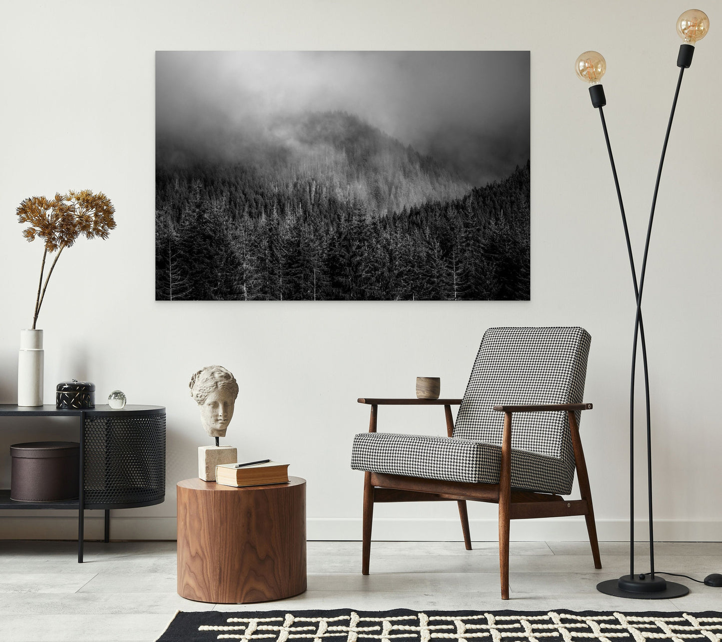 Misty Forest Print - Black & White Olympic National Park Mountain Fog Landscape Pine Trees Framed Fine Art Photography Home Wall Decor