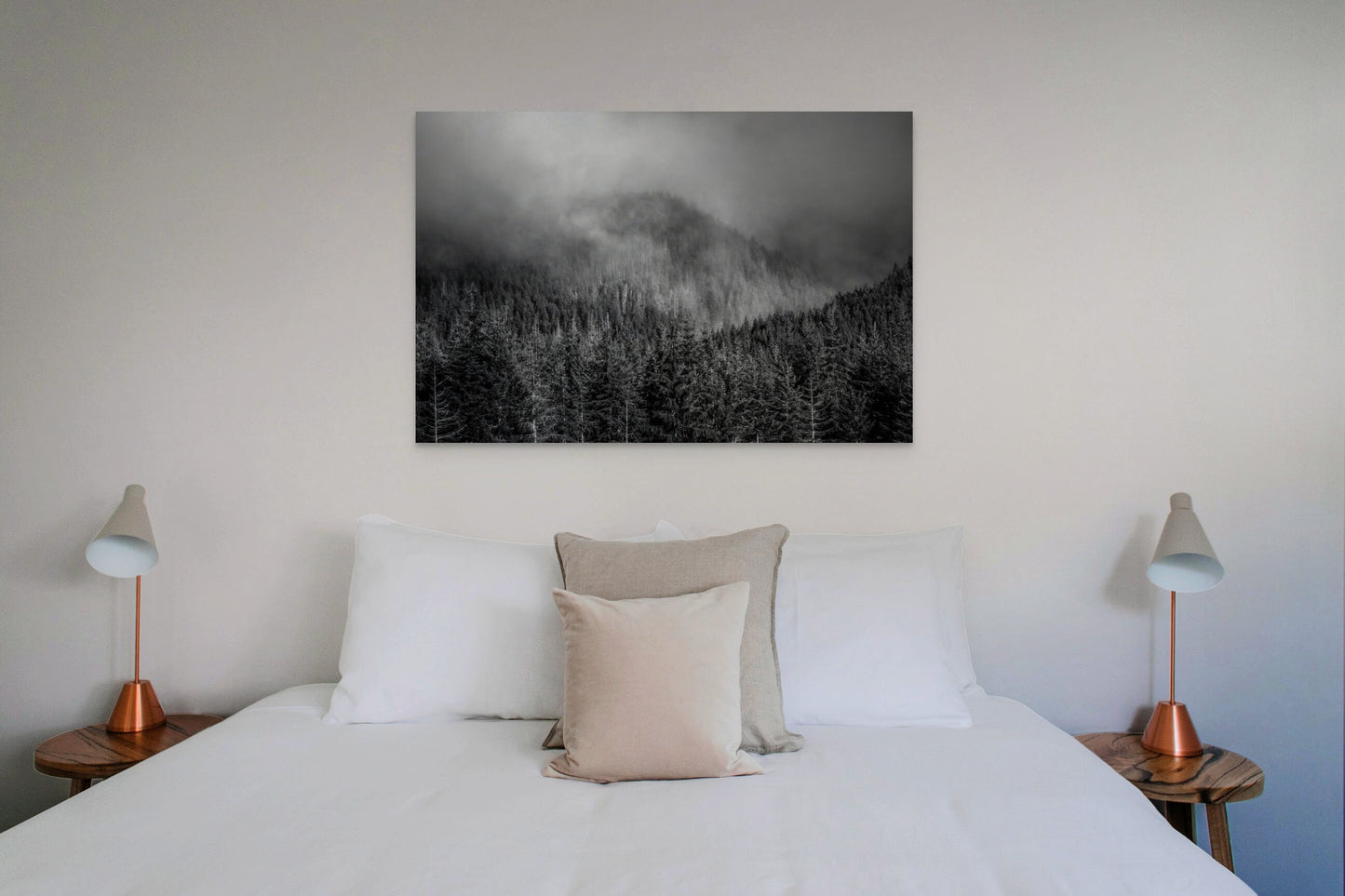 Misty Forest Print - Black & White Olympic National Park Mountain Fog Landscape Pine Trees Framed Fine Art Photography Home Wall Decor