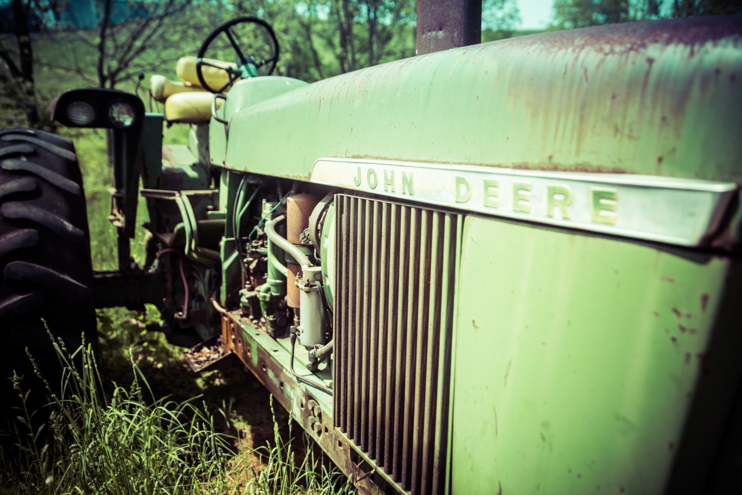 John Deere Tractor Photograph - Tractor Photography, Americana Photography, Farmhouse Photography, Metal Wall Art, Office Wall Art